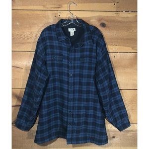 L.L. Bean Fleece Lined Insulated Flannel Plaid Jacket Mens Size XL Tall Blue